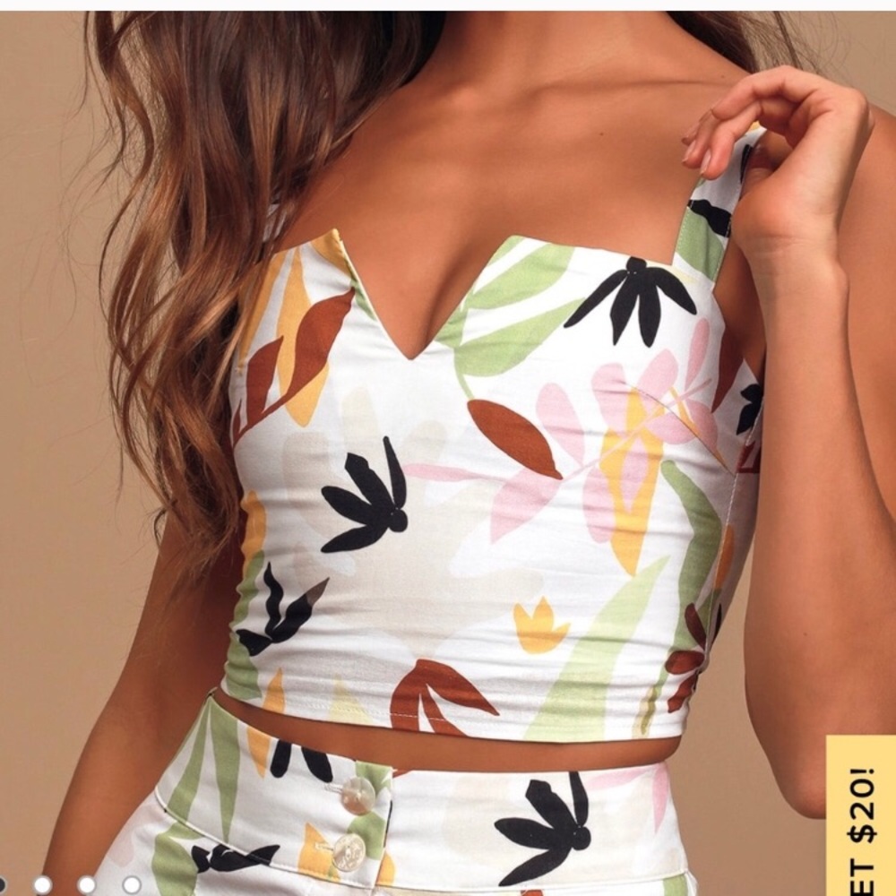 NWT Palma White Multi Tropical Print Matching SET - Picture 2 of 11